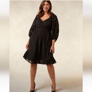 ADDITION ELLE Long Sleeve Burnout Dress